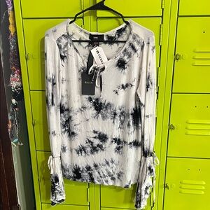 Rain Monochrome Tie-Dye Long Sleeve Top